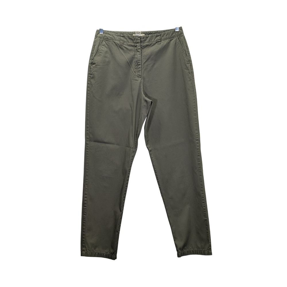 Eddie Bauer Women's Chino Pants 14 Tall‎ Olive Green Cotton Tapered Leg